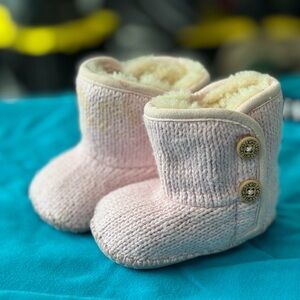 Cozy Pink Knit Baby Uggs